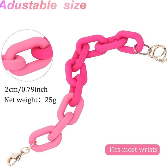 Acrylic Candy Chain Bracelet Colorful Link - Picture 4 of 6